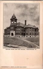 ANTIQUE SECOND WARD AND HIGH SCHOOL WASHINGTON PA POSTCARD UNDIVIDED BACK A12 picture