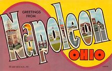 Napoleon Ohio OH Greetings From Large Letter Chrome 1C608-N Postcard picture