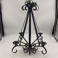 VTG Gothic Black Iron Hanging Candelabra 17 1/2’’ Tall 14’’ Wide picture