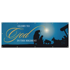 Wall Outdoor Banner Church Decoration Glory to God in the Highest 8ft x 3ft picture
