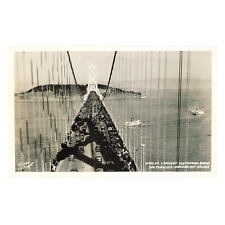 Oakland Bay Bridge Boats RPPC Postcard 1930s San Francisco California Ship C1851 picture