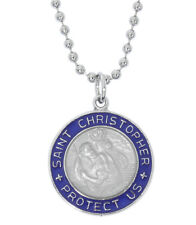 Purple and Gray Saint Christopher Epoxy Medal Pendant with Adjustable Ball Chain picture
