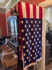 HUGE VTG. 5'X9' VALLEY FORGE COTTON BUNTING U.S AMERICAN FLAG-50 Embroider Stars picture