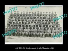 OLD LARGE HISTORIC PHOTO OF WWI AUSTRALIAN ANZAC SOLDIERS 42nd BATTALION c1916 picture
