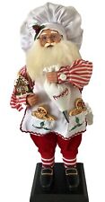 VTG 18” Chef Santa Claus W/ Apron & Hat Gingerbread HouseChristmas Decor picture
