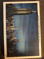 Midtown And Empire State By Night, New York City, NY Vintage Linen Postcard picture
