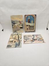 Vintage Norwegian Christmas Postcards Lot Of 4. picture