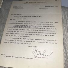 Signed Antique 1912 Letter Wabash Railroad Auditor to Topeka Santa Fe Railway picture