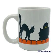 Vintage 1986 Telco Halloween Black Cats Ghost Bat Coffee Tea Mug Cup 12 Oz picture