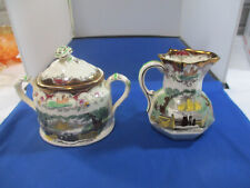 LEEDS 1878 BY MASONS ENGLAND 1930s ANTIQUE  COVERED SUGAR AND CREAMER picture