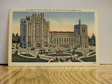 Masonic Temple Temple&2nd Blvd Detroit, Mich. VTG Linen Post Card picture
