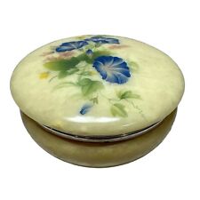 VTG Genuine Hand Carved Alabaster Flower Trinket Ring Box Round Made in Italy picture