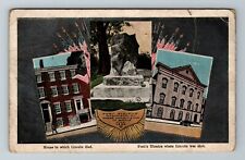 Washington DC-Ford's Theater, House Where Lincoln Died, Statue Vintage Postcard picture