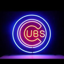 Chicago Cubs World Series Neon Light Sign Man Cave Bar Artwork Glass 14