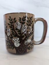 Stoneware Mug With Animals In A Tree Vintage Owl Koala Squirrel Raccoon  picture