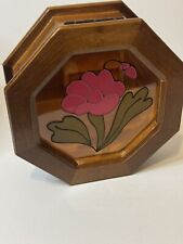 VINTAGE 80’s Style Flower Wooden Jewelry Or Trinket Box picture