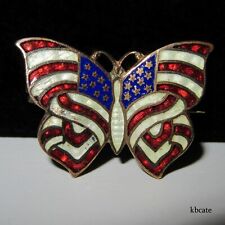 ANTIQUE AMERICAN FLAG BUTTERFLY PIN PATRIOTIC SUFFRAGE ERA 18 STARS 13 STRIPES picture