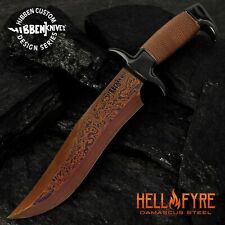 Gil Hibben Damascus Hellfyre Highlander Bowie W/Sheath Wire-Wrapped Handle New picture