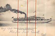 Whaleback steamer ship Columbus postcard HOLD TO LIGHT picture