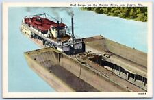 Postcard AL Jasper Alabama Coal Barges On Warrior River Steamboat Walker Co B66 picture