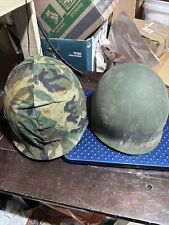 VTG M1 Helmet Vietnam Era With Camo Cover And Liner picture