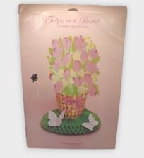 Vtg NOS 1980 American Greetings Tulip Basket Die Cut Honeycomb Centerpiece  picture
