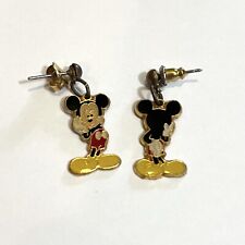 Disney Mickey Mouse Earrings Vintage 1980s Front & Back Facing Fun Design Dangle picture