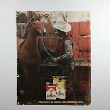 Vtg Marlboro Red Longhorn 100s Come To Marlboro Country Cowboy Horse Print Ad picture