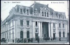 1907 Postcard People standing outside the El Correo Central Santiago Chile picture