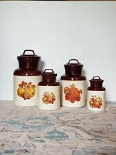 Vintage McCoy Pottery Fruit Festival Kitchen Canister Set Of 4 With Rubber Seals picture
