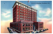 Colorful Linen Postcard, Providence, RI Rhode Island ~ YMCA BUILDING, 1940's VGC picture
