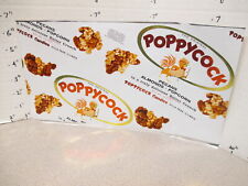Ovaltine Co 1960s POPPYCOCK butter crunch popcorn candy can label 14oz rooster picture