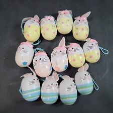 Vintage Wood Rabbit Egg Easter Ornaments Lot of 13 Spring Decor 1.75