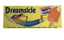 Vtg Dreamsicle Litho Advertising Paper Sign Ice Cream Poster 1956 Joe Lowe 20x8 picture
