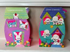 NOS Lot of 2 Vintage Easter Greeting Cards Kids Die Cut Novelty Stand Up Unused picture