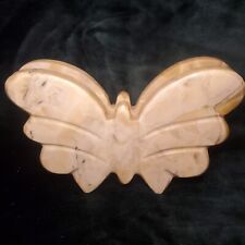 Butterfly Sculpture Napkin Holder Carved Marble Beige Stone Letter Holder 6x4 In picture