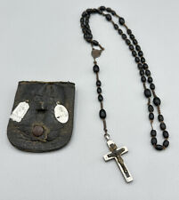 Vintage French Rosary Ebony Bead Necklace OLD picture