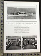 1936 LINWOOD CRUISER MOTORBOAT LAKE CHAMPLAIN HUDSON SHIP INSERT PHOTO 30476 picture
