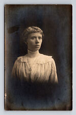 Dramatic Portrait of Young Woman Belgium Anvers Real Photo Postcard picture