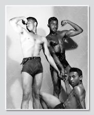 1950s African American Bodybuilders Flexing Muscles, Vintage Photo Reprint picture
