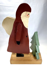 Vintage Handmade Wooden Painted Folk Art Santa Claus Christmas 16