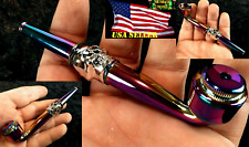 NEW 2 x 4 Inch Metallic Rainbow Multicolor Skull Metal Tobacco Smoking & Screens picture