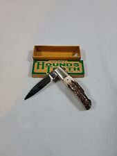 Vintage Pocket Knife 1981 Taylor Elk Horn Stag Lockback Hounds Tooth in Box MINT picture