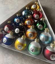 Kurt S Adler Billiards Pool Ball Game Ornaments Christmas Bulbs Original Package picture