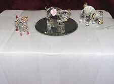 SET OF 3 HAND-BLOWN Glass Baron CLEAR GLASS  MINIATURE PIG FIGURINES picture