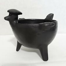 Antique South or Central American Blackware Black Clay Pottery Bowl Zoomorphic picture