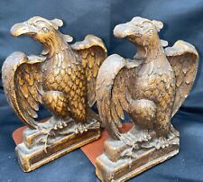 Vintage SyrocoWood Federal Eagle Bookends Wooden America Made In USA picture