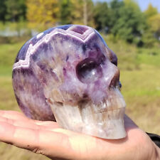 2.26LB Natural Dream Amethyst Skull Carved Quartz Crystal Skull Healing Gift picture