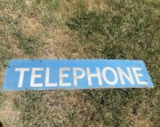 Vintage Early TELEPHONE Smalt Steel Original Railroad Station Metal 39” Gas Sign picture