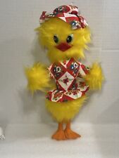 Vintage 1960’s Standing Stuffed Girl Duck 14” Plastic Feet Easter Spring Decor picture